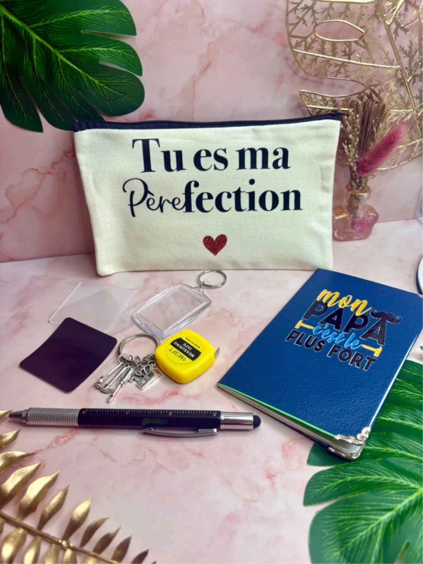 Coffret cadeau Fête des Pères – Pochette, carnet et accessoires personnalisables
